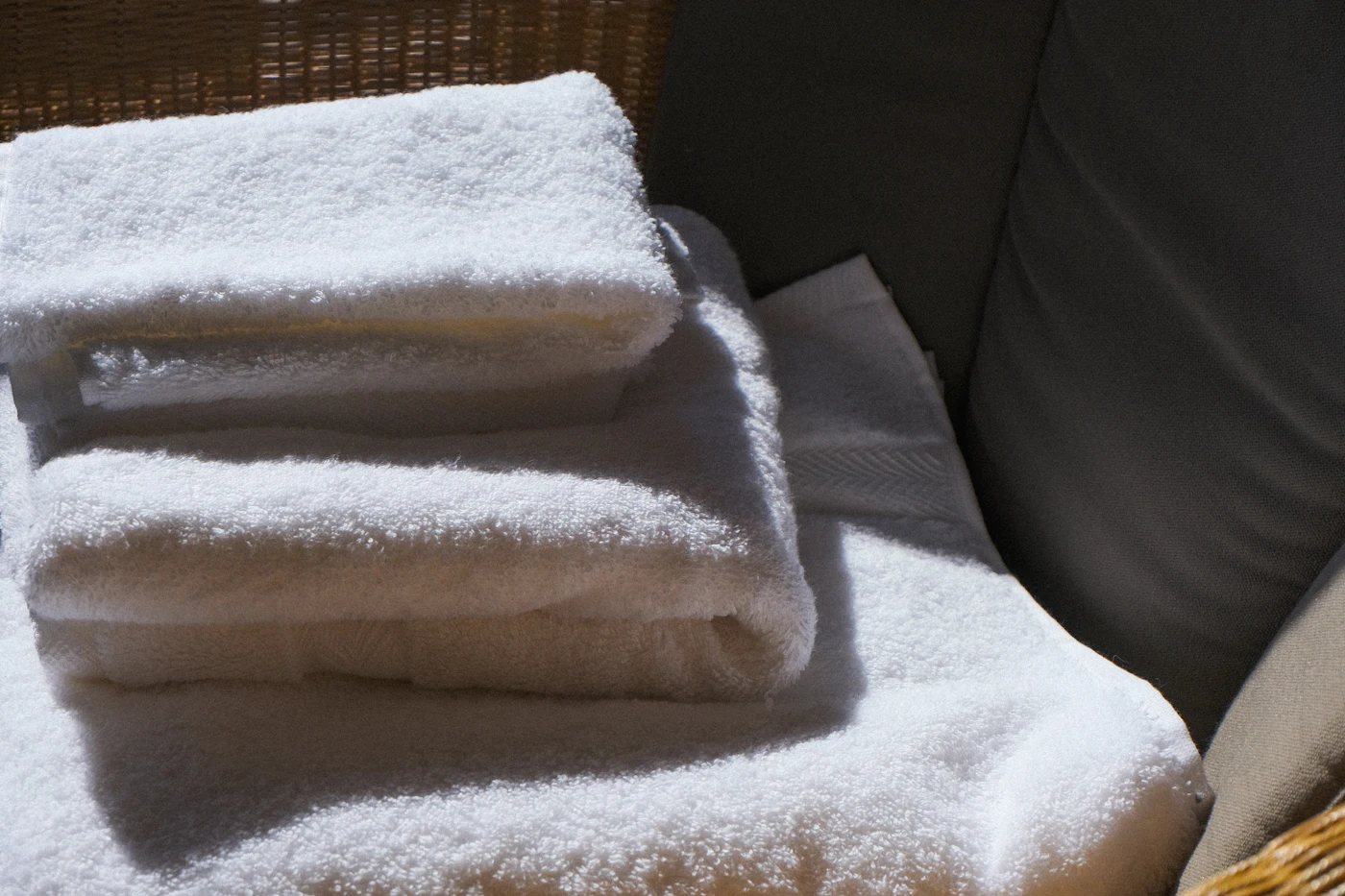 clean towels, folded and packed away